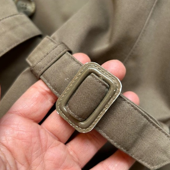 Vintage Khaki Trench Coat Sz 12 Double-Breasted Utility Removable Liner - Picture 4 of 8